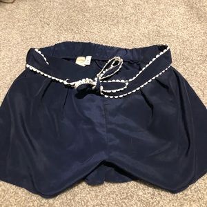 High waisted soft blue tie shorts